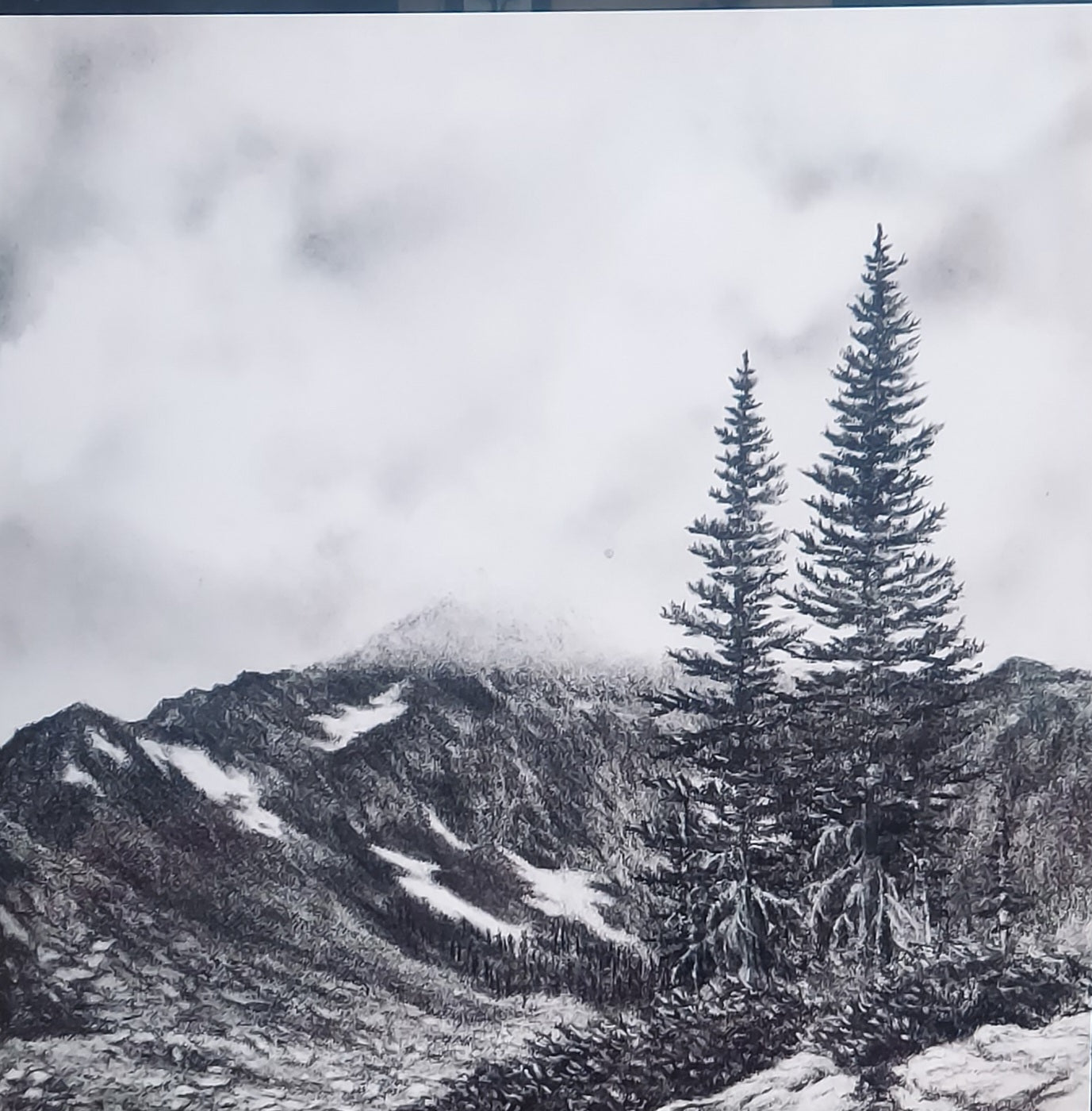 "Deception Basin in Clouds" by Nate Lundgren (Matted Print)