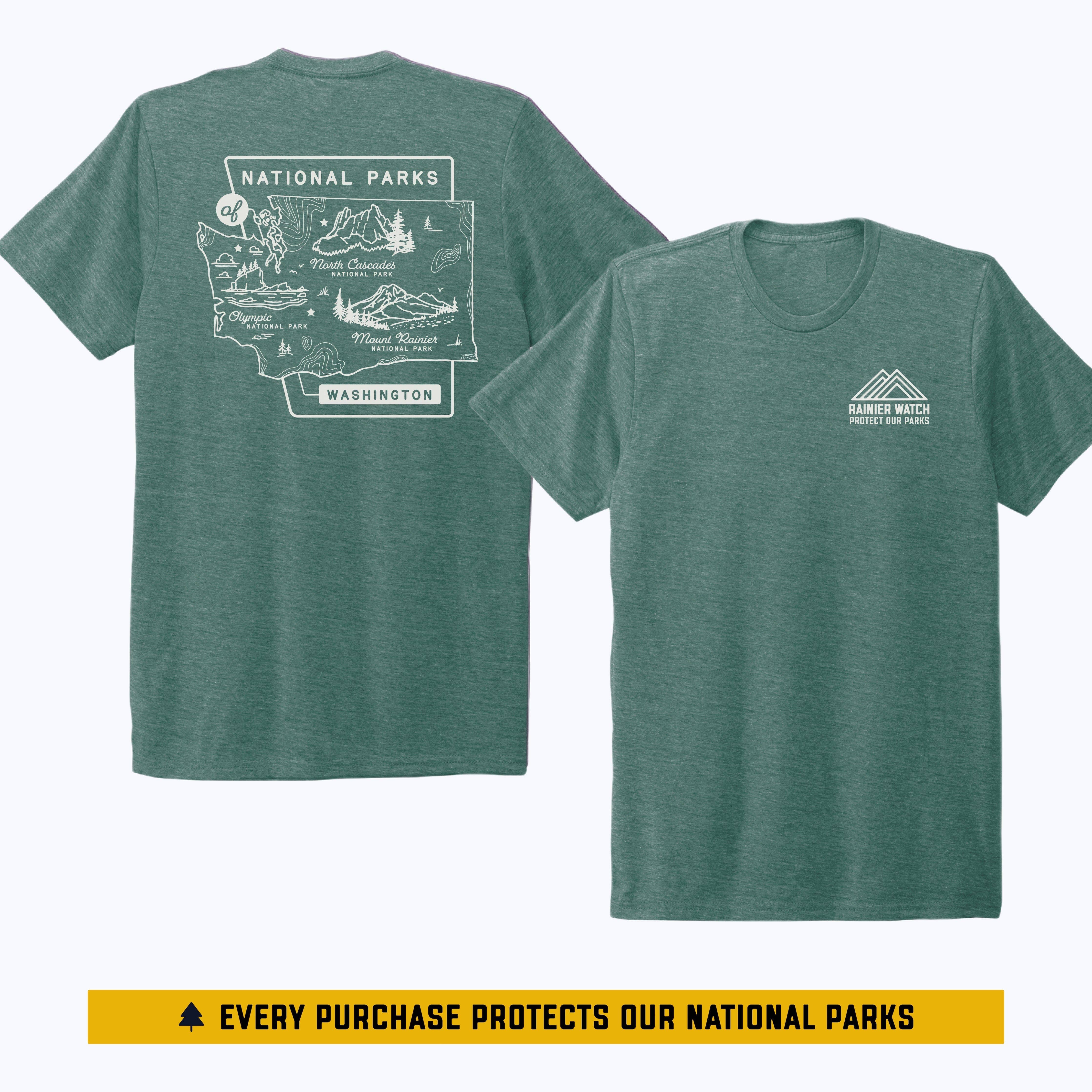 Washington National Parks Eco Tee - Sea Green: L