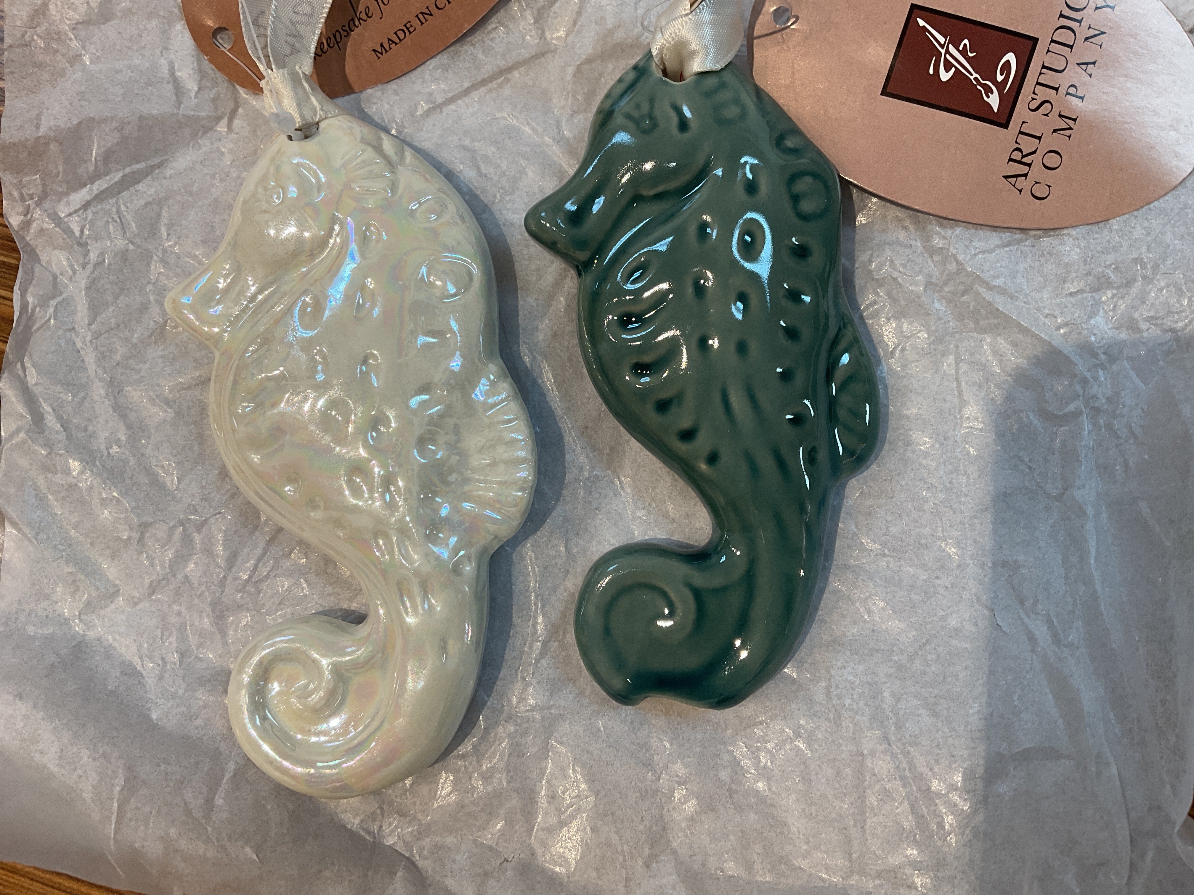 Hand blown glass ornament Seahorse