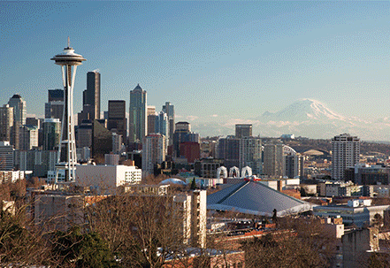 Seattle Day to Night Postcard