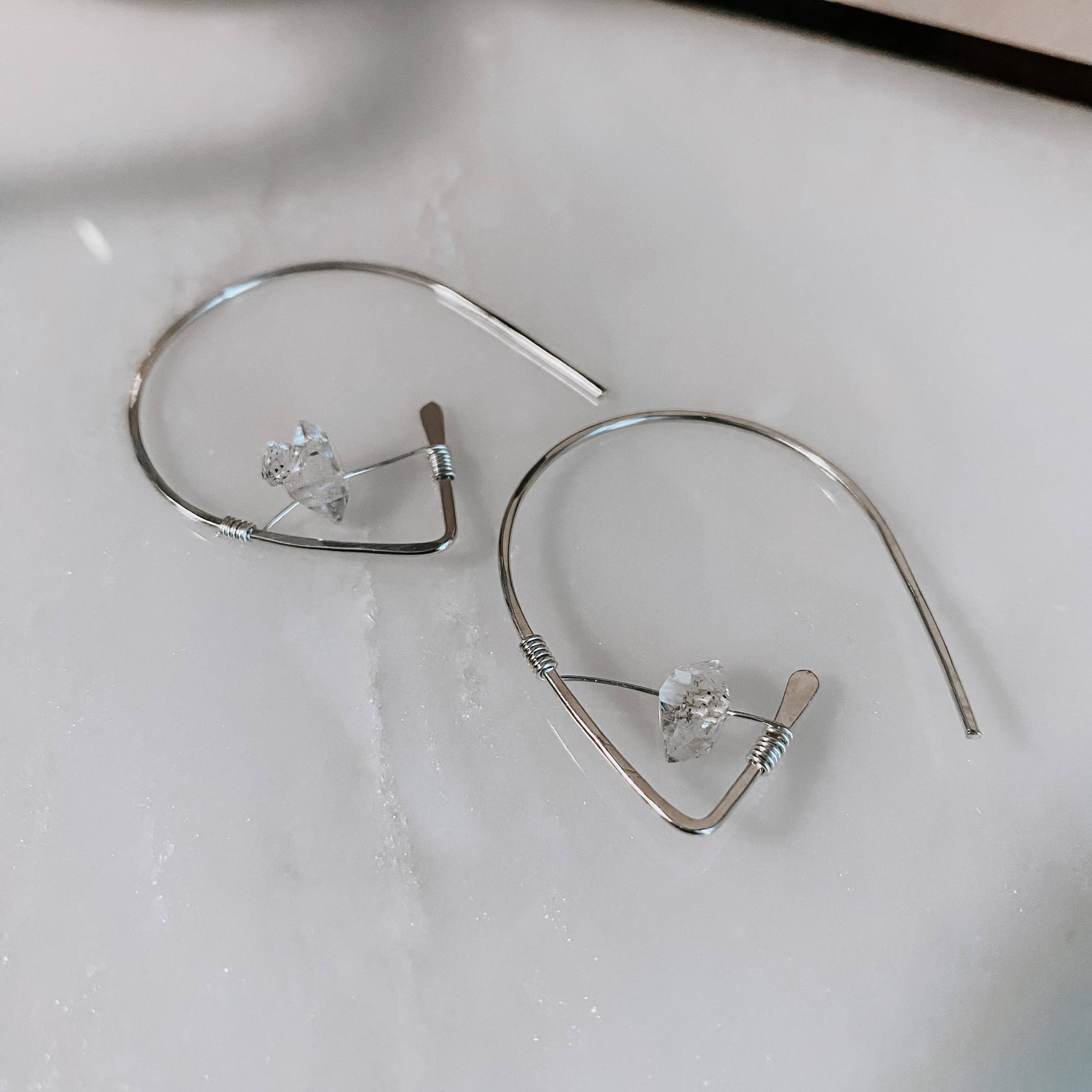 Herkimer Diamond Threader Earrings: 14k Gold Fill