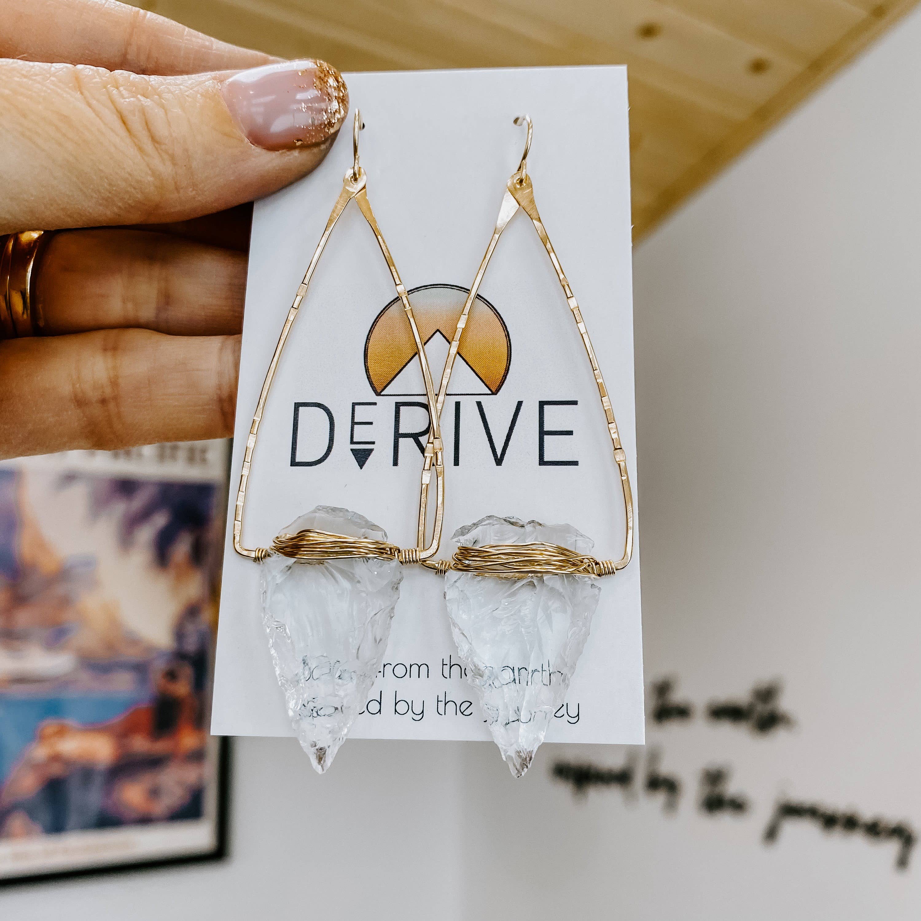 Nala Quartz Crystal Arrowhead Earrings: 14k Gold Fill
