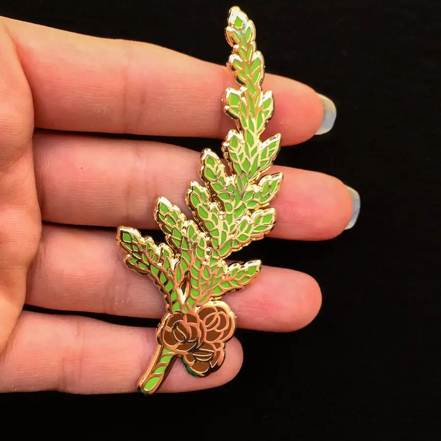 Western Red Cedar Hard Enamel Sprig Lapel Pin