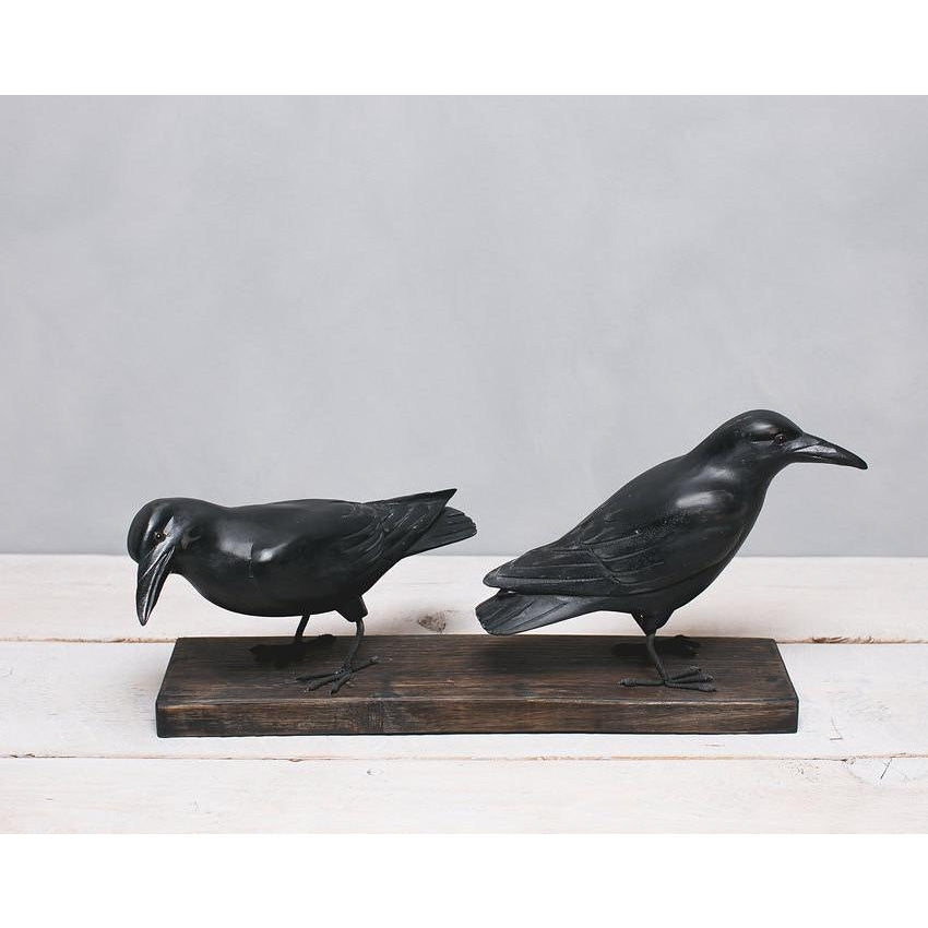 Crow - Pair - 20"L - Hand Carved Ornament