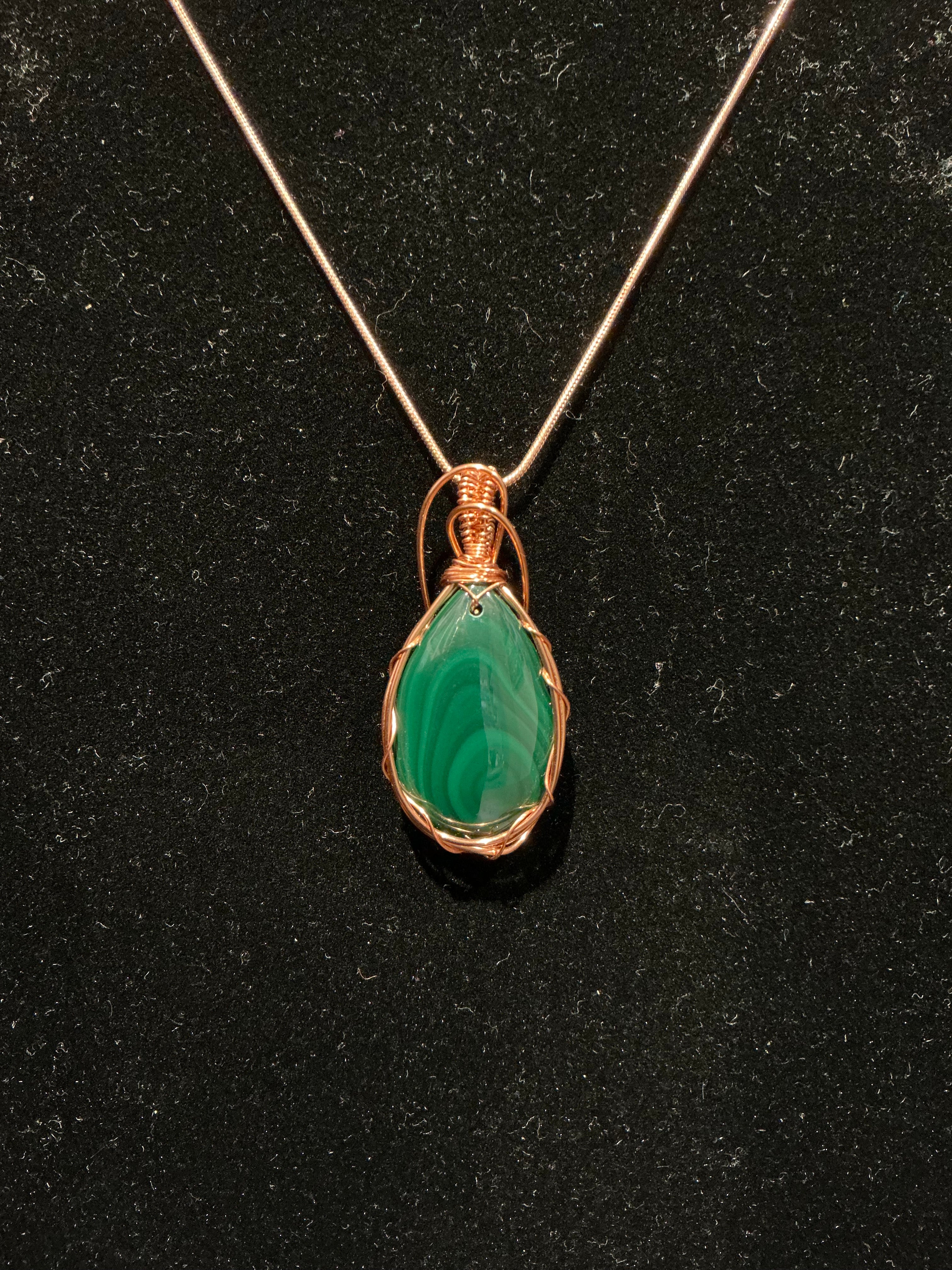 Malachite Wire Wrapped Pendent