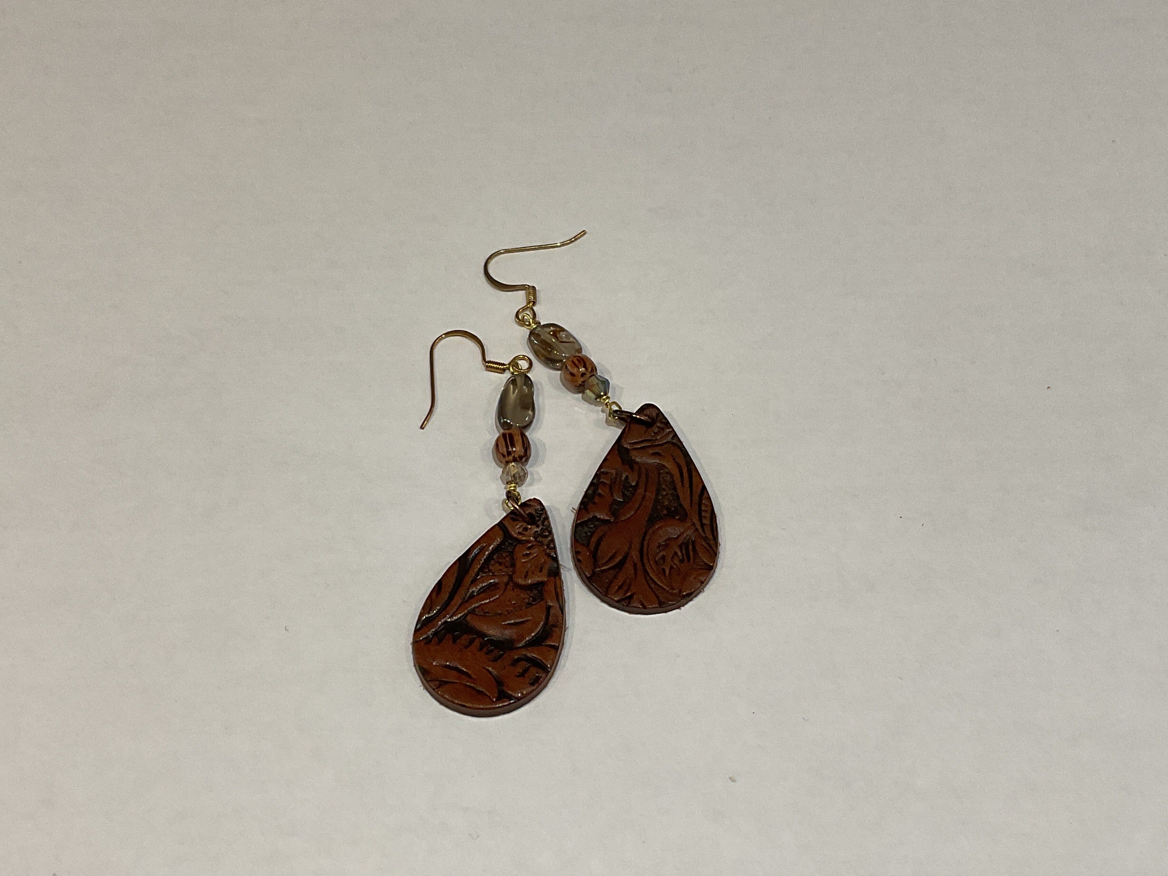 Leather and Smoky Quartz Earrings