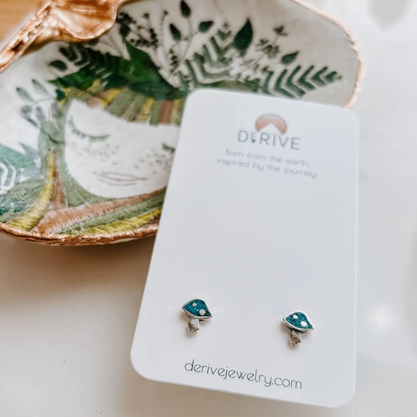 Turquoise Inlay Mushroom Stud Earrings