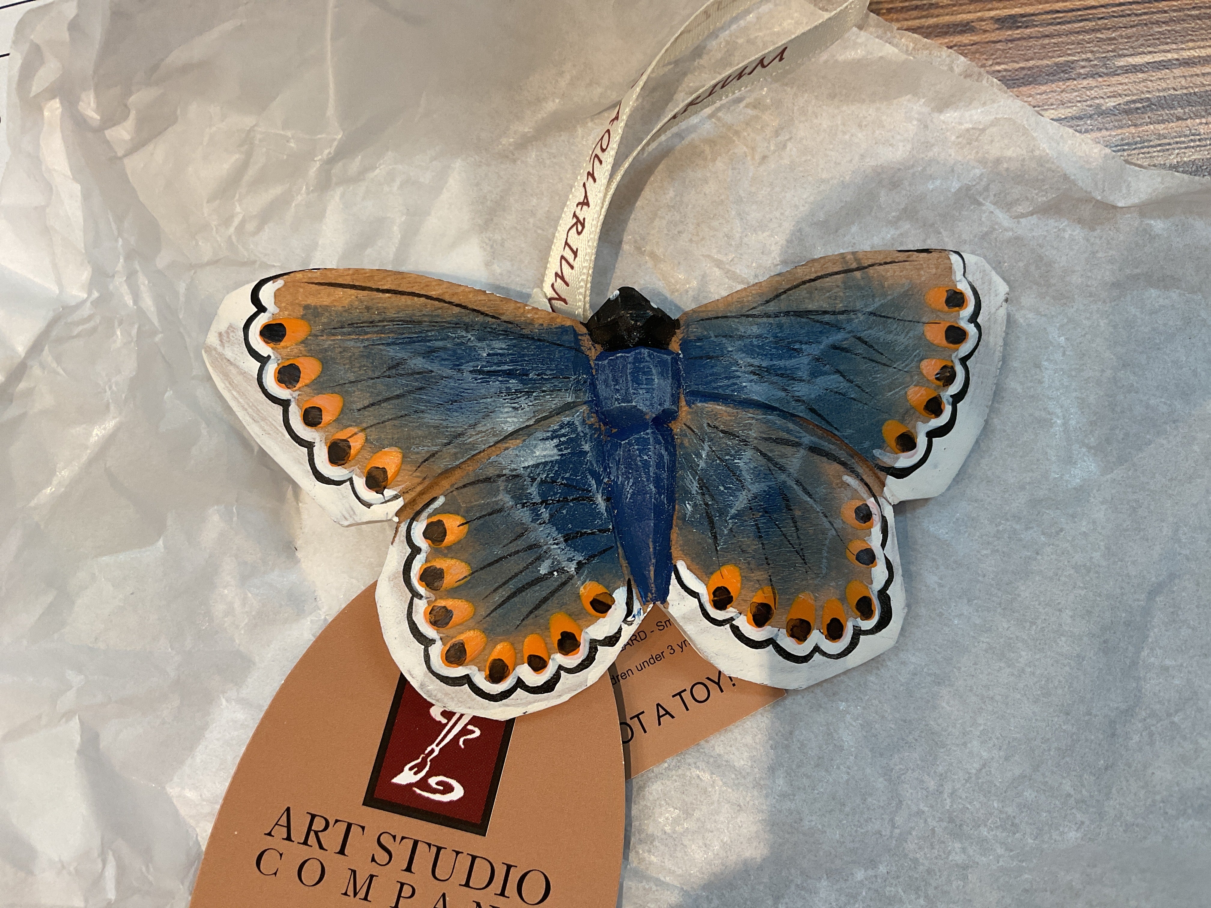 Hand carved wood ornaments Butterfly