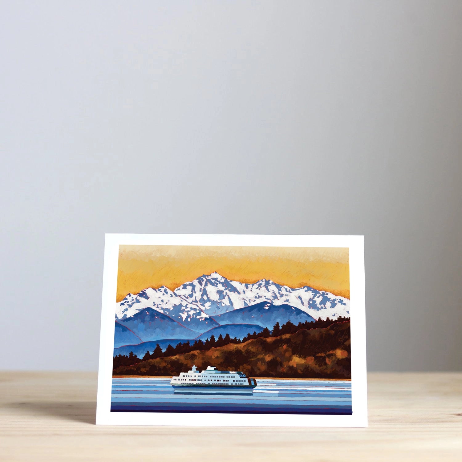 Olympic Mountains and Bremerton Ferry Greeting Card