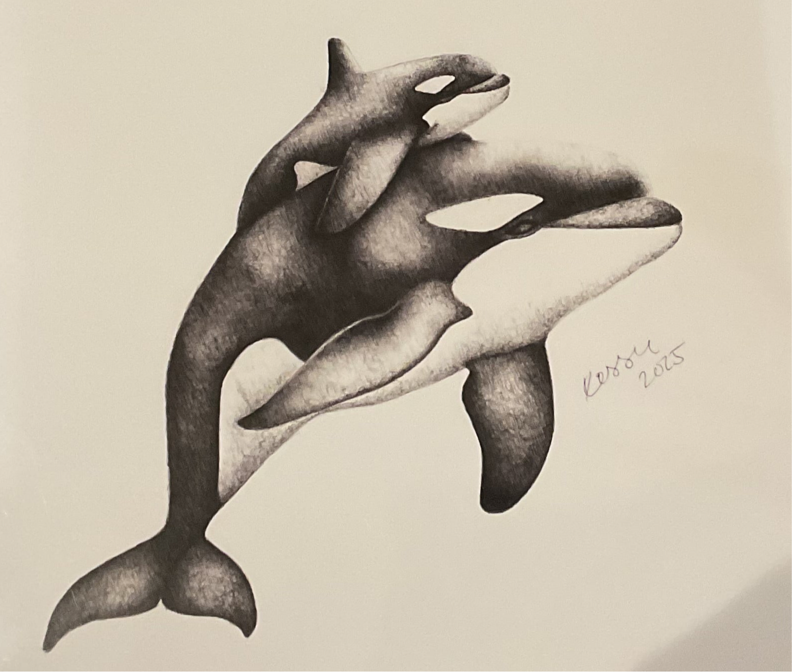 Orca & Calf Art Print by Kassie Hogan