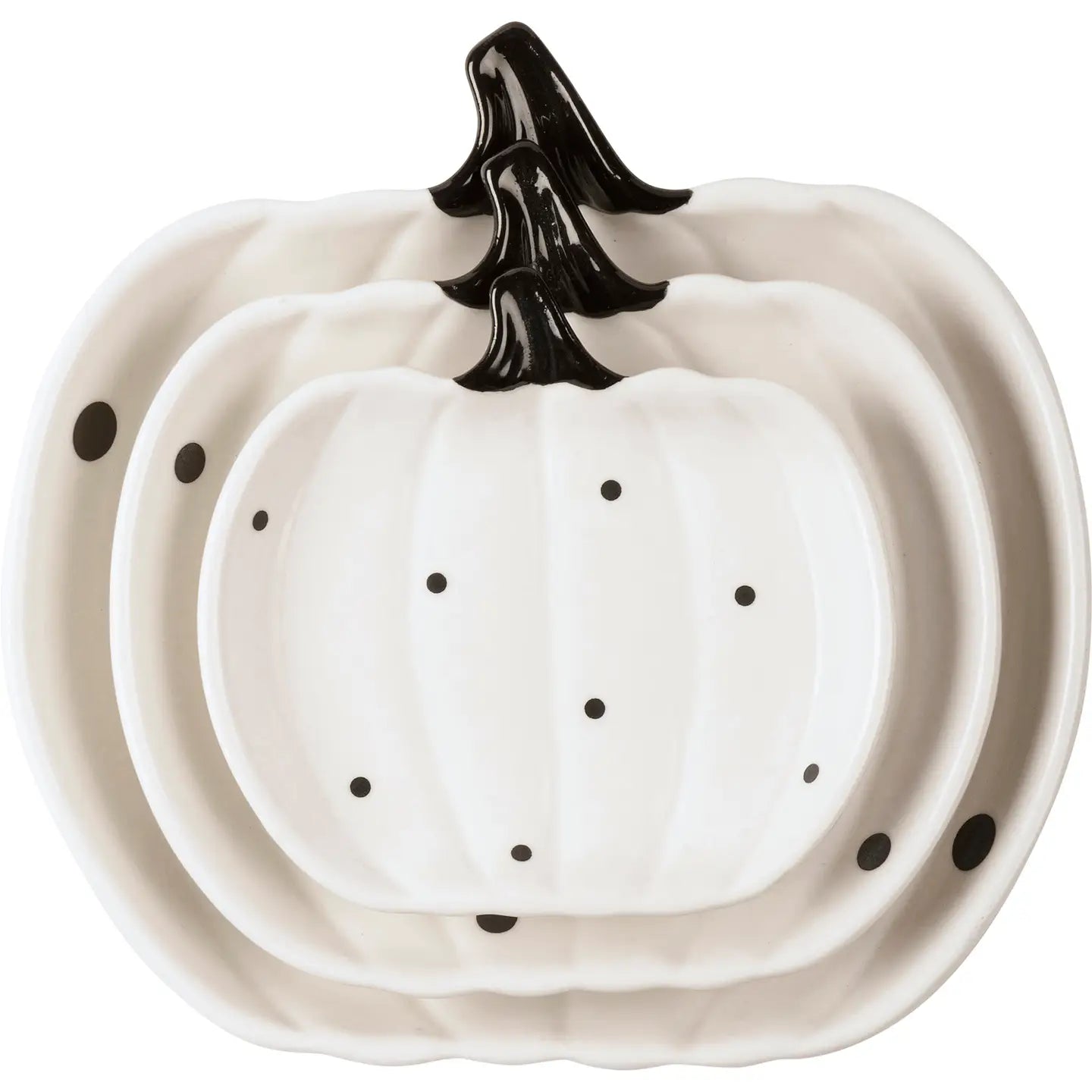 Black & White Dot Pumpkins Plate Set of 3