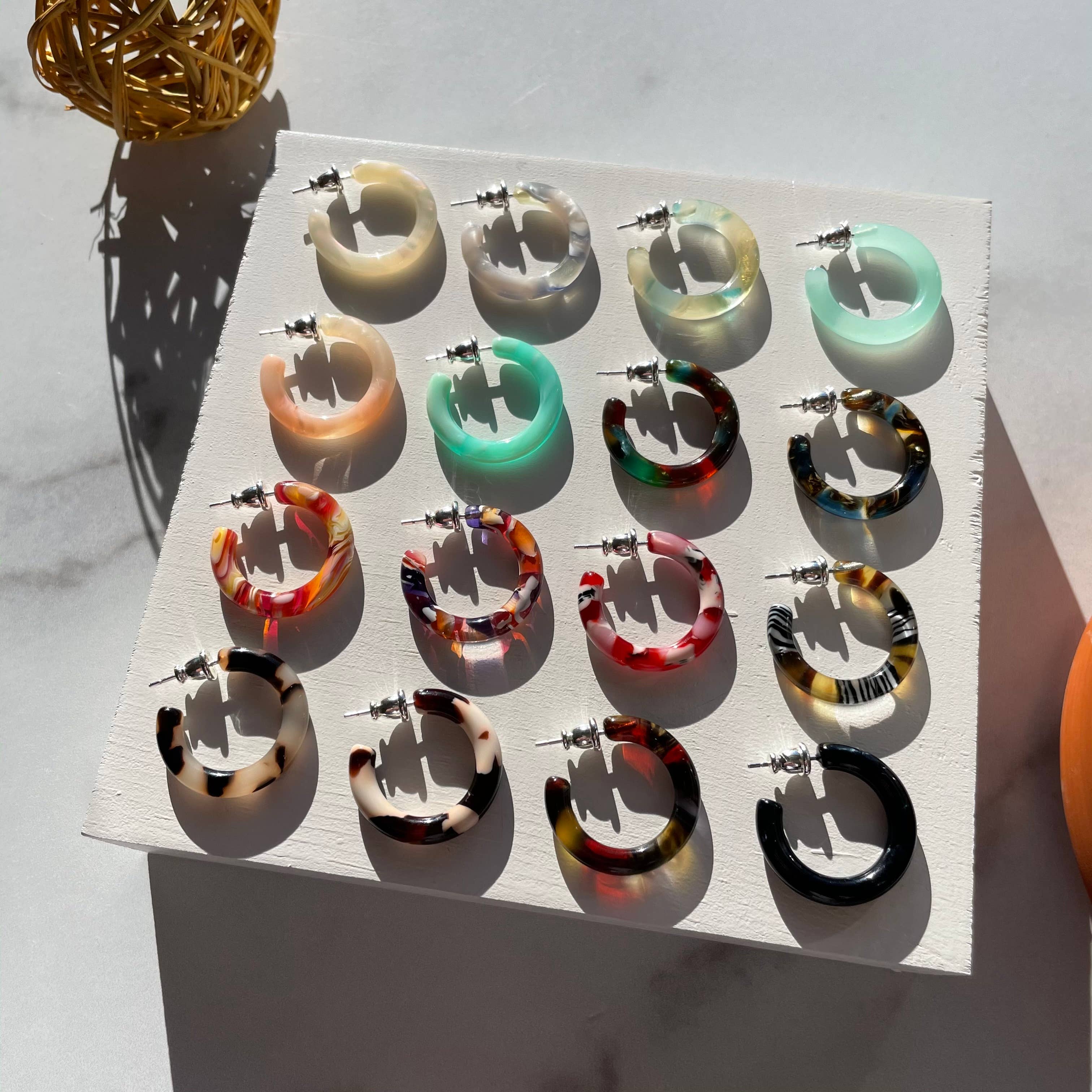 Ultra Mini Hoop Collection | Small Acetate Hoops: Creamsicle