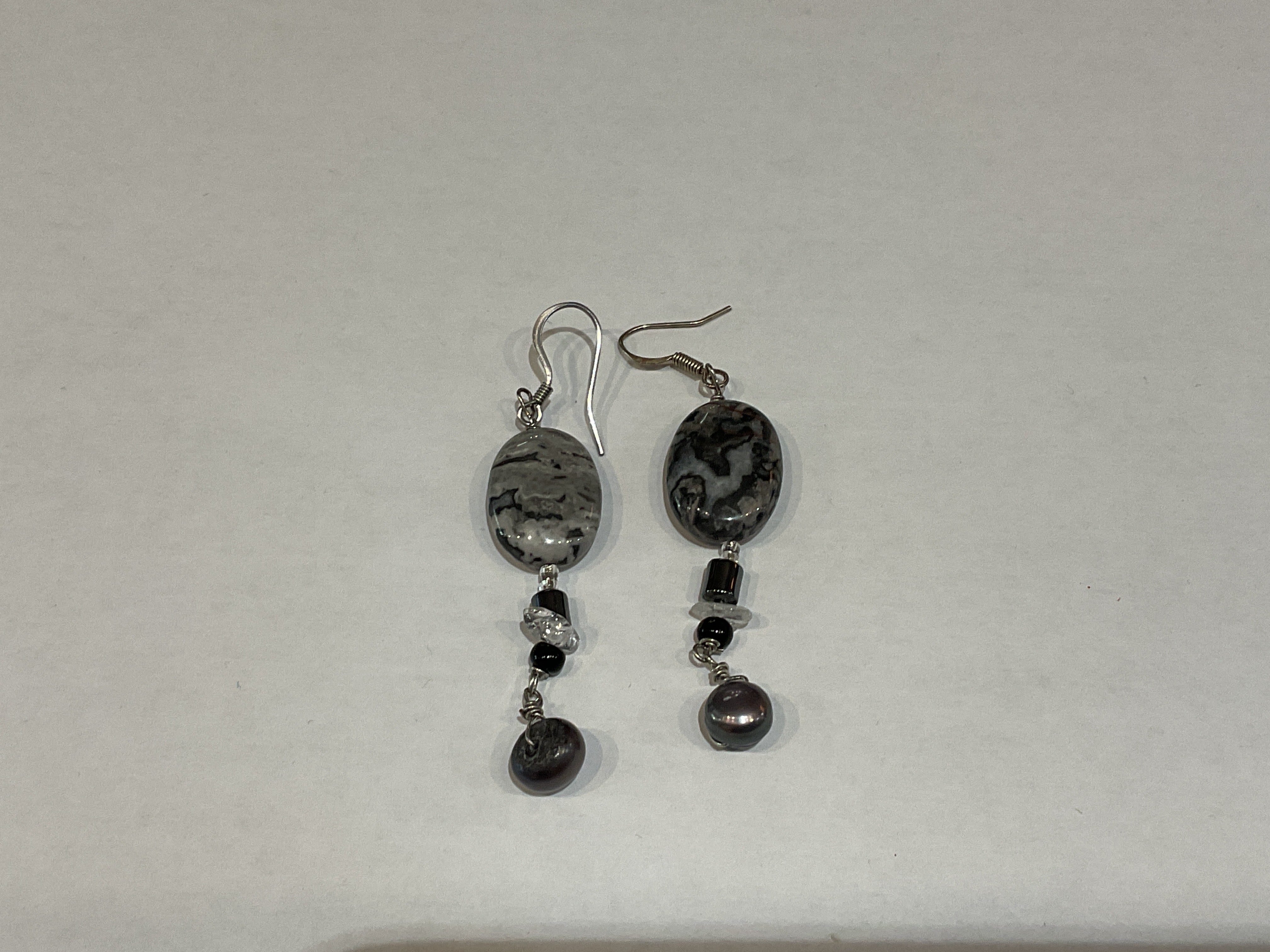 Marbled Jasper and Pearl Earrings