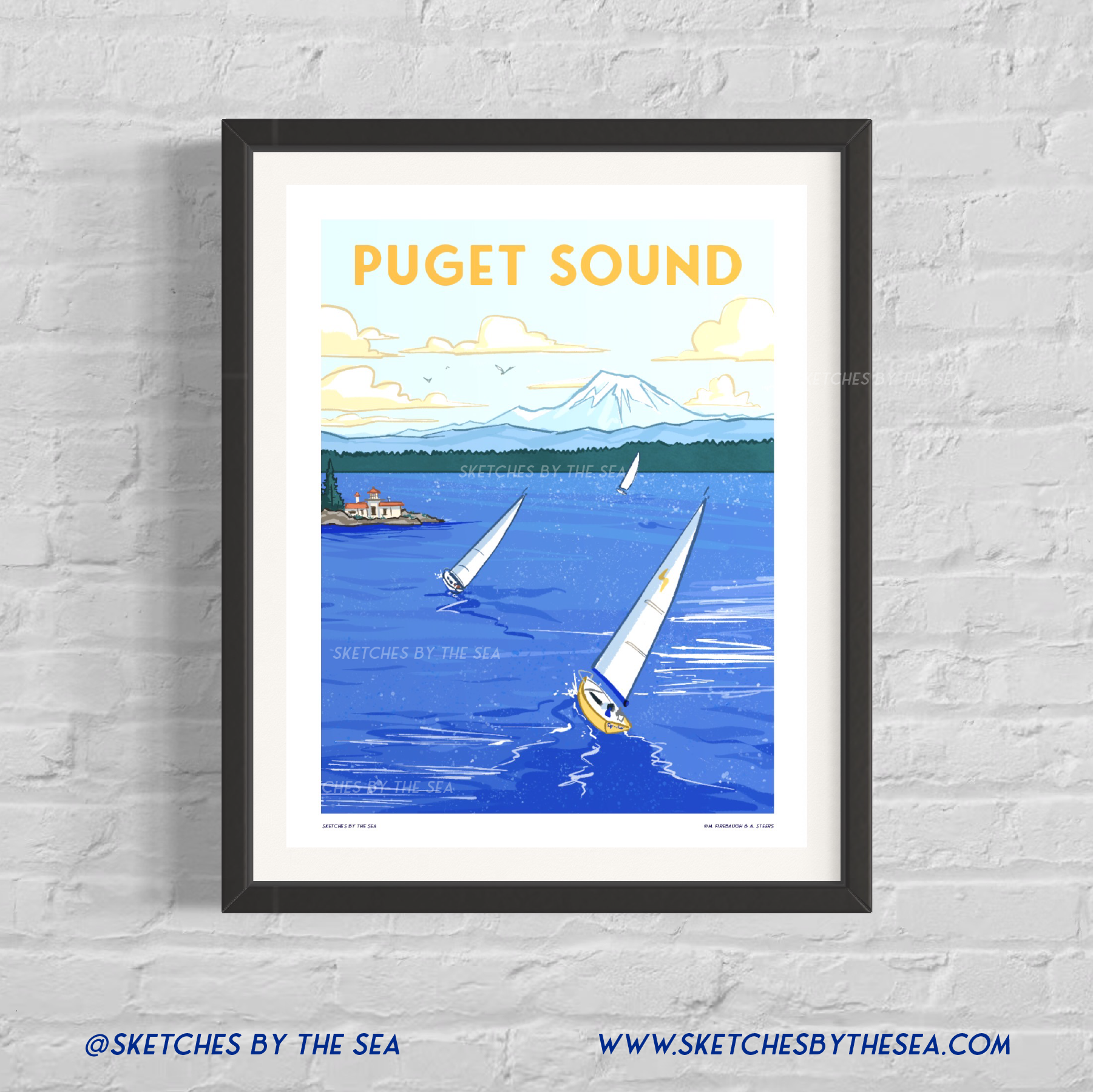 Puget Sound Retro Inspired Travel Poster