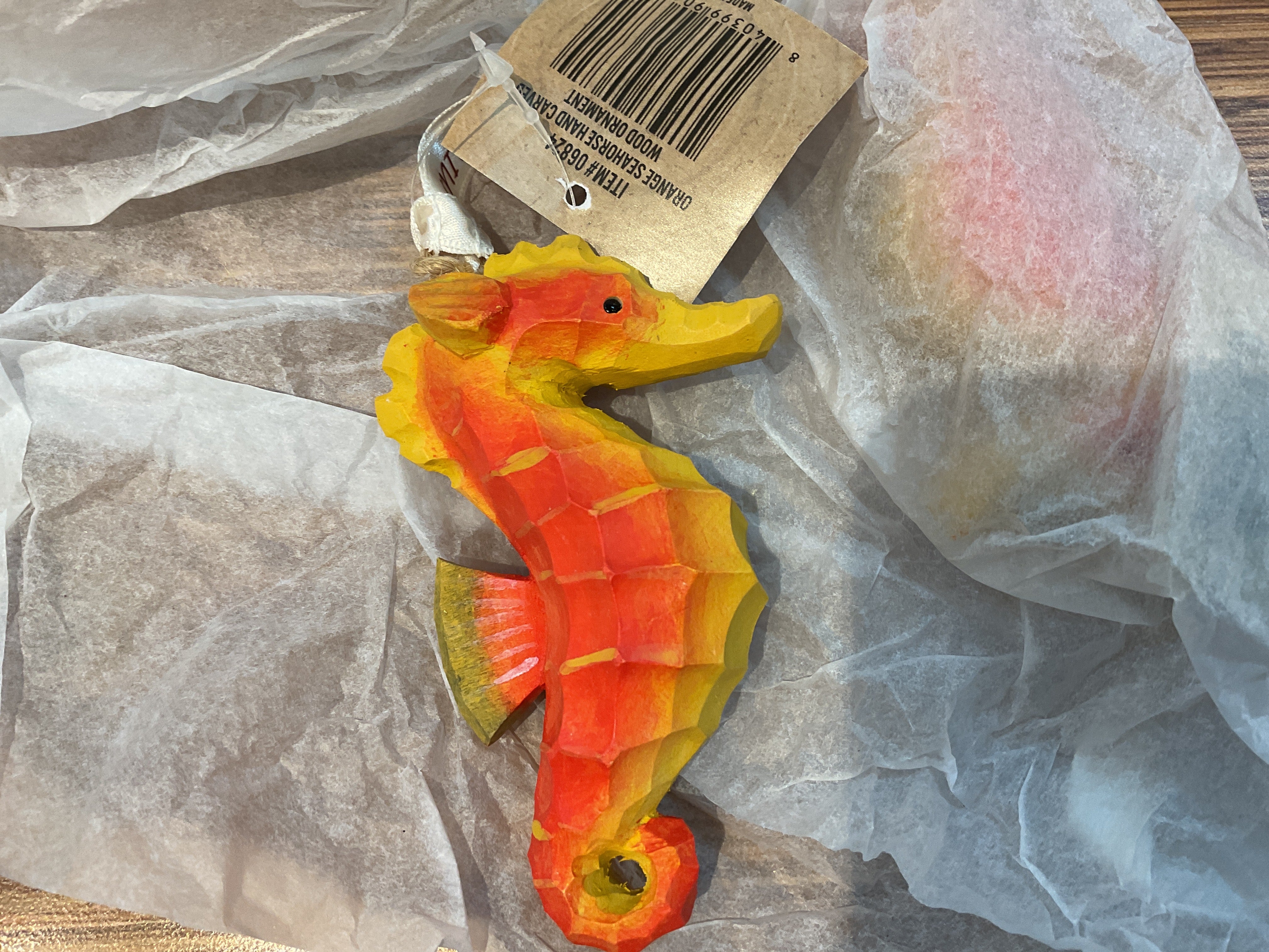 Hand carved wood ornaments Seahorse