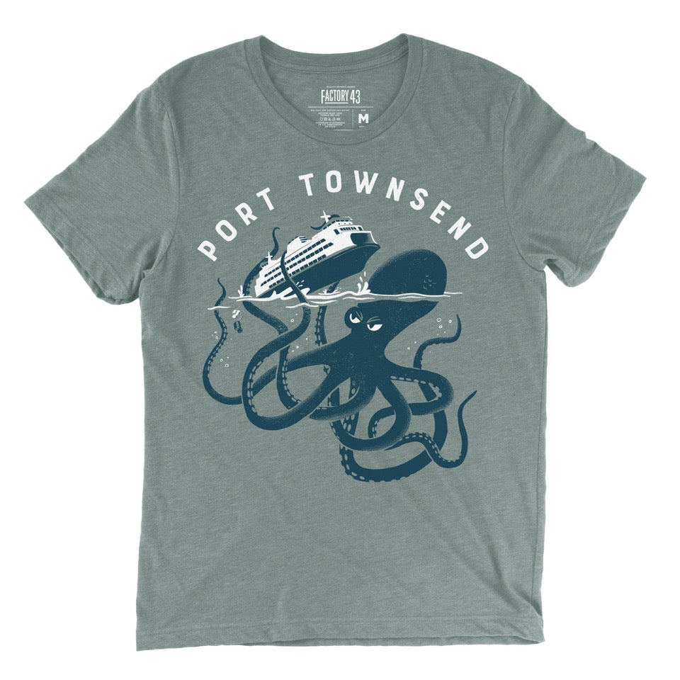 Port Townsend Kraken Ferry Unisex Tee | Storm Blue