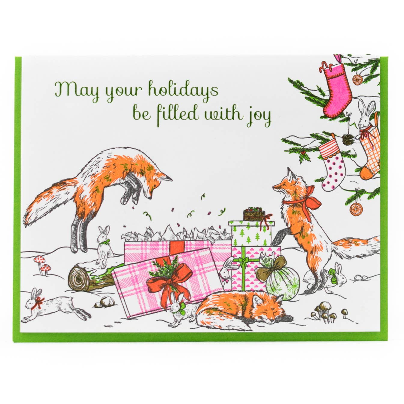 Foxes' Christmas Morning Card: Single Card