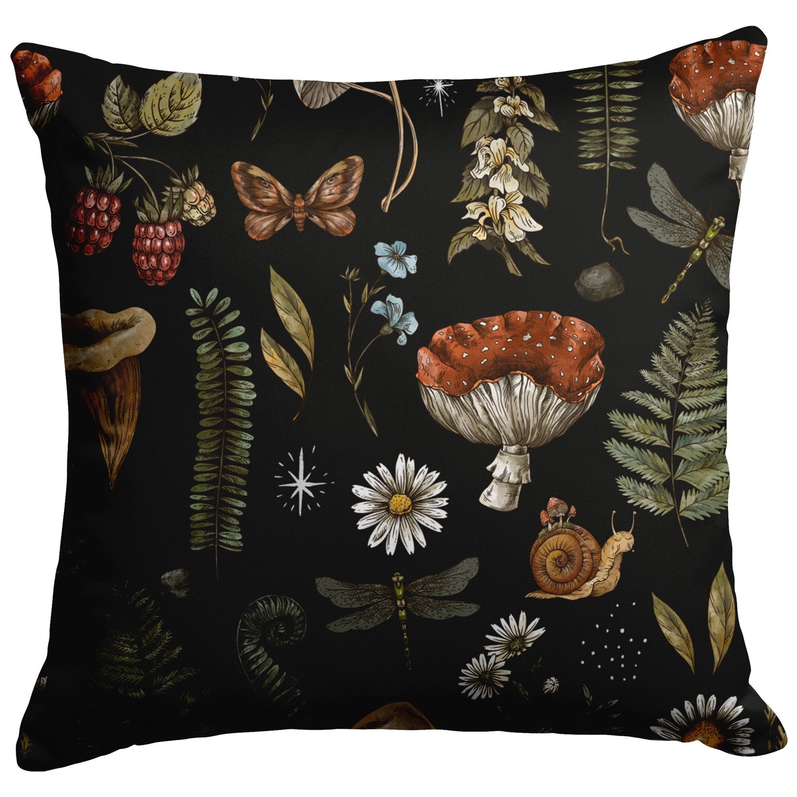 "Dark Forest" Throw Pillow Zip Cover with Insert