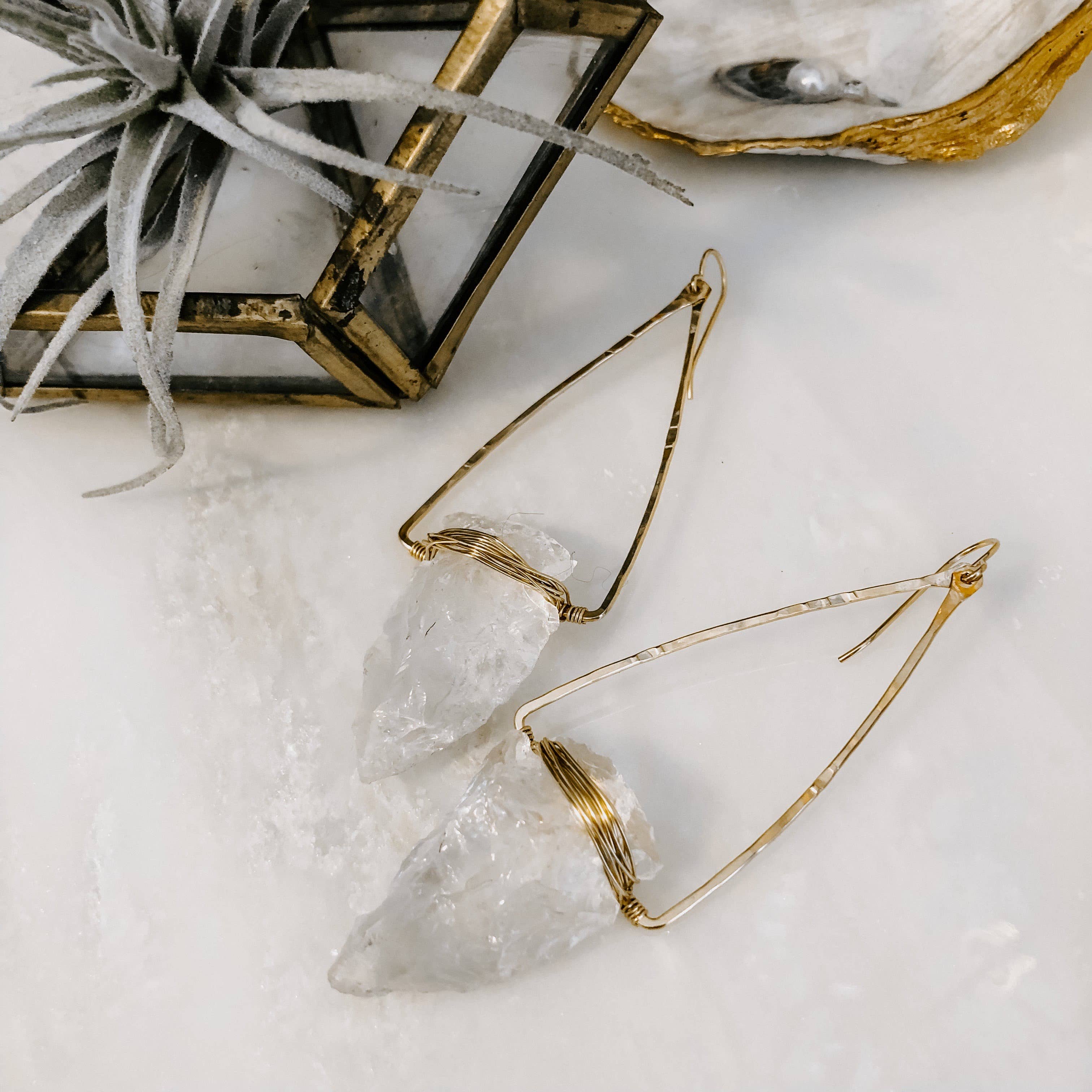 Nala Quartz Crystal Arrowhead Earrings: Sterling Silver