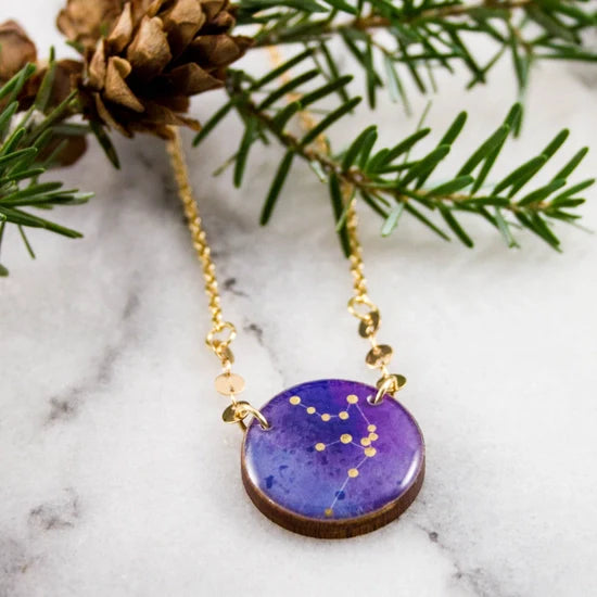 Aquarius Hand-painted Constellation Necklace