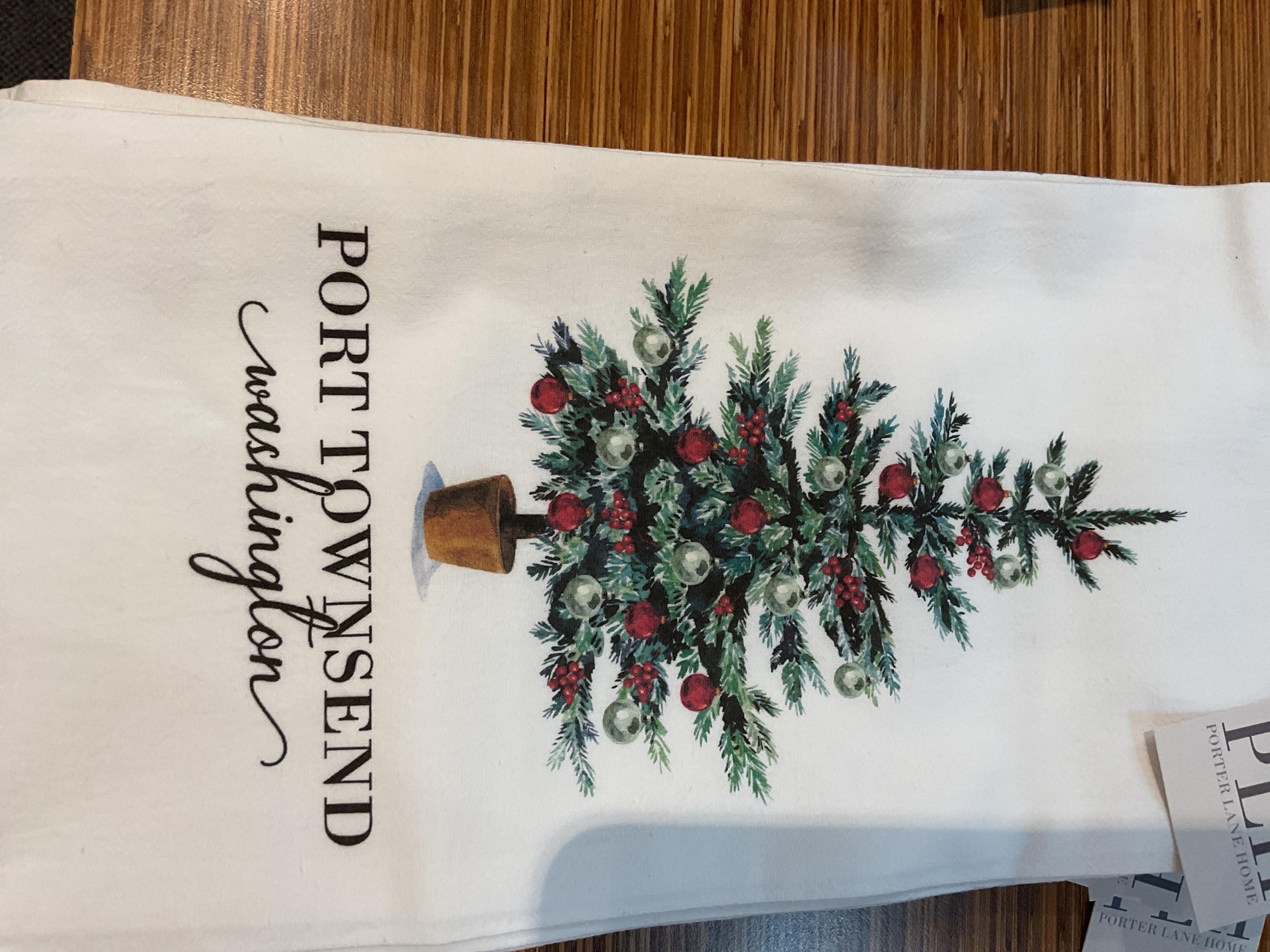 Port Townsend Christmas tree Tea towel