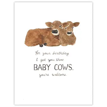 Baby Cows Birthday Card- Farmhouse Greeting Card