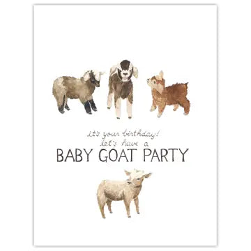 Baby Goat Party- Farm Goats Birthday Card