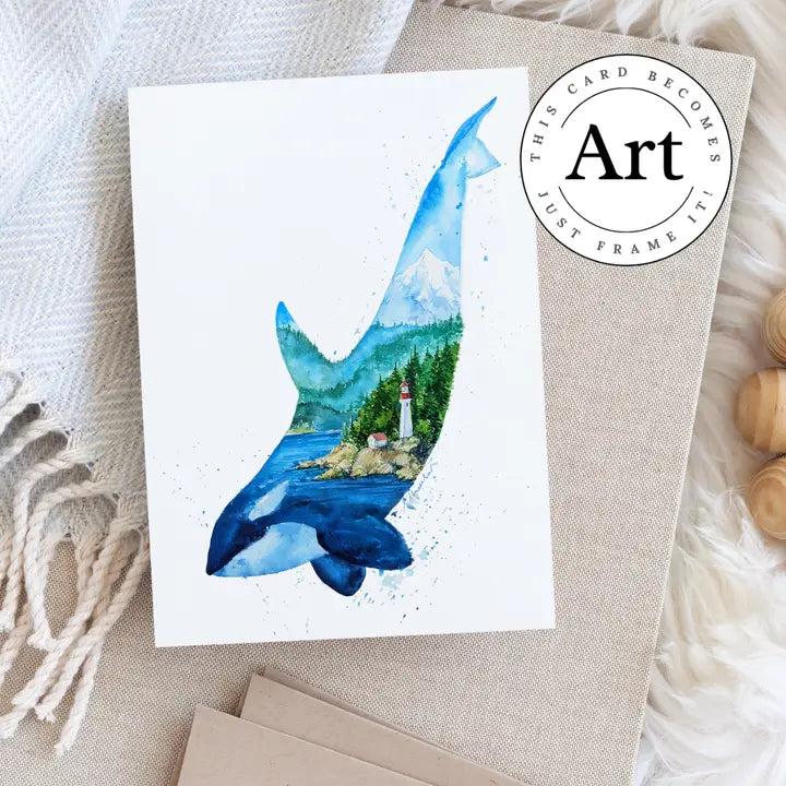 Beacon Orca Killer Whale Coastal Watercolor Art Print