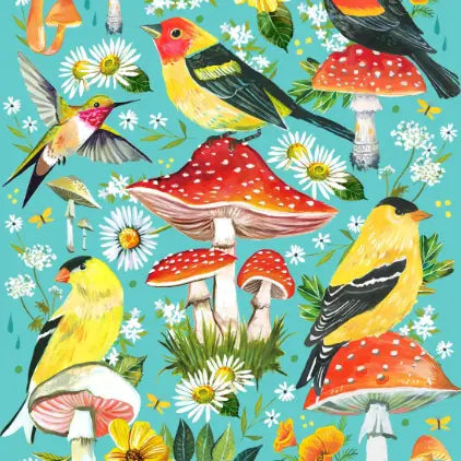 Birds & Mushrooms | Spring Wall Art