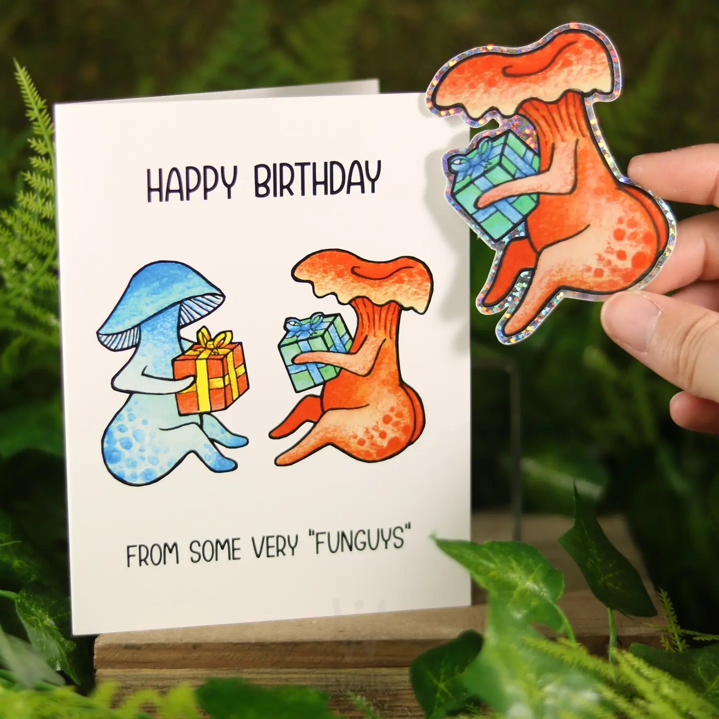 Happy Birthday Funguys Greeting Card w/Sticker