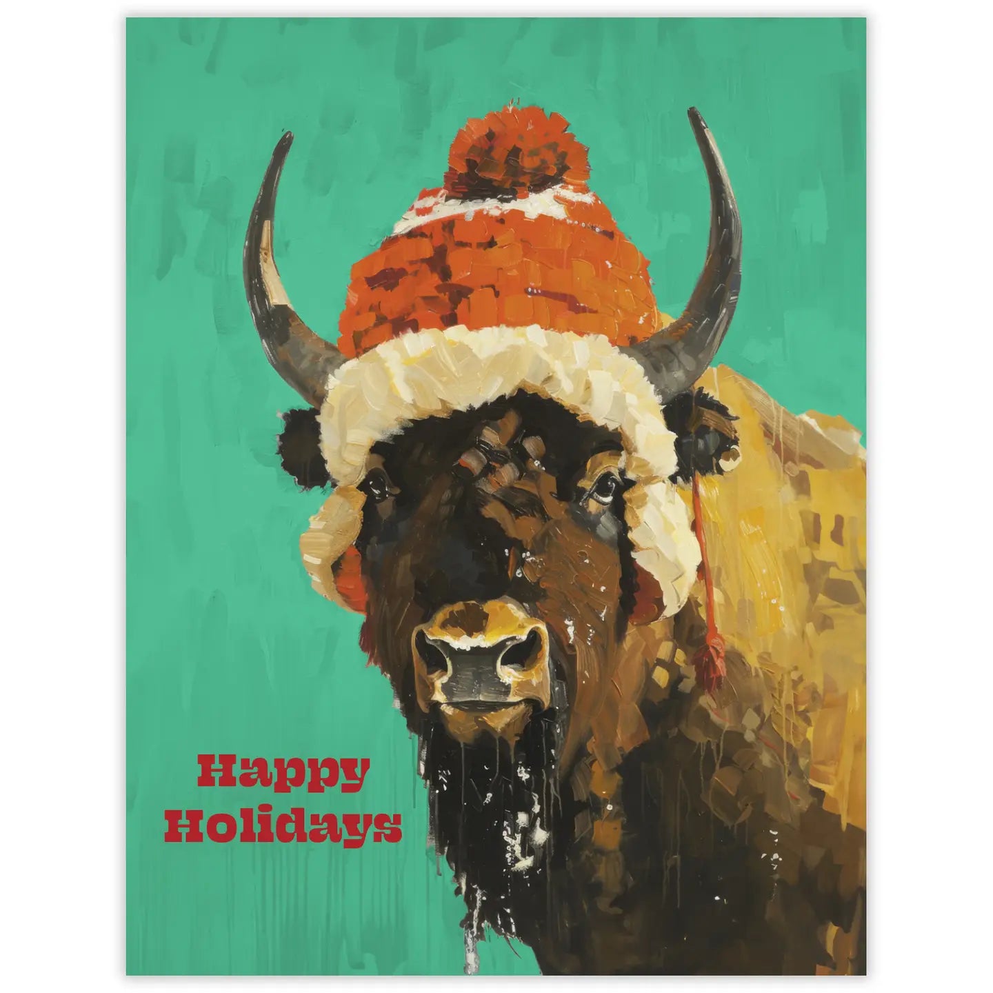 Bison Happy Holidays Season's Greetings Card