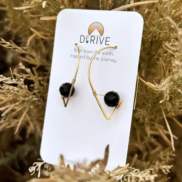 Black Tourmaline Ear Threaders