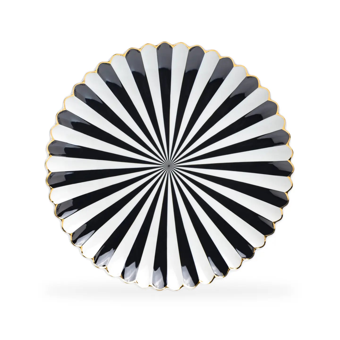 Black and White Scallop Fine Porcelain Dinner Plate