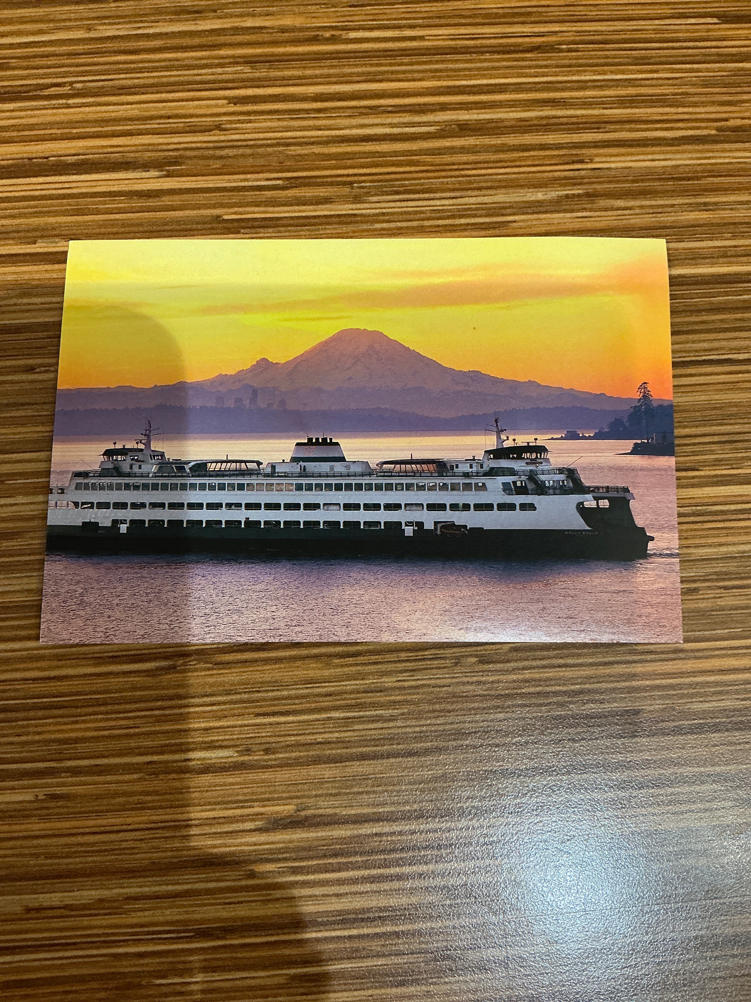 Ferry and Rainier Postcard