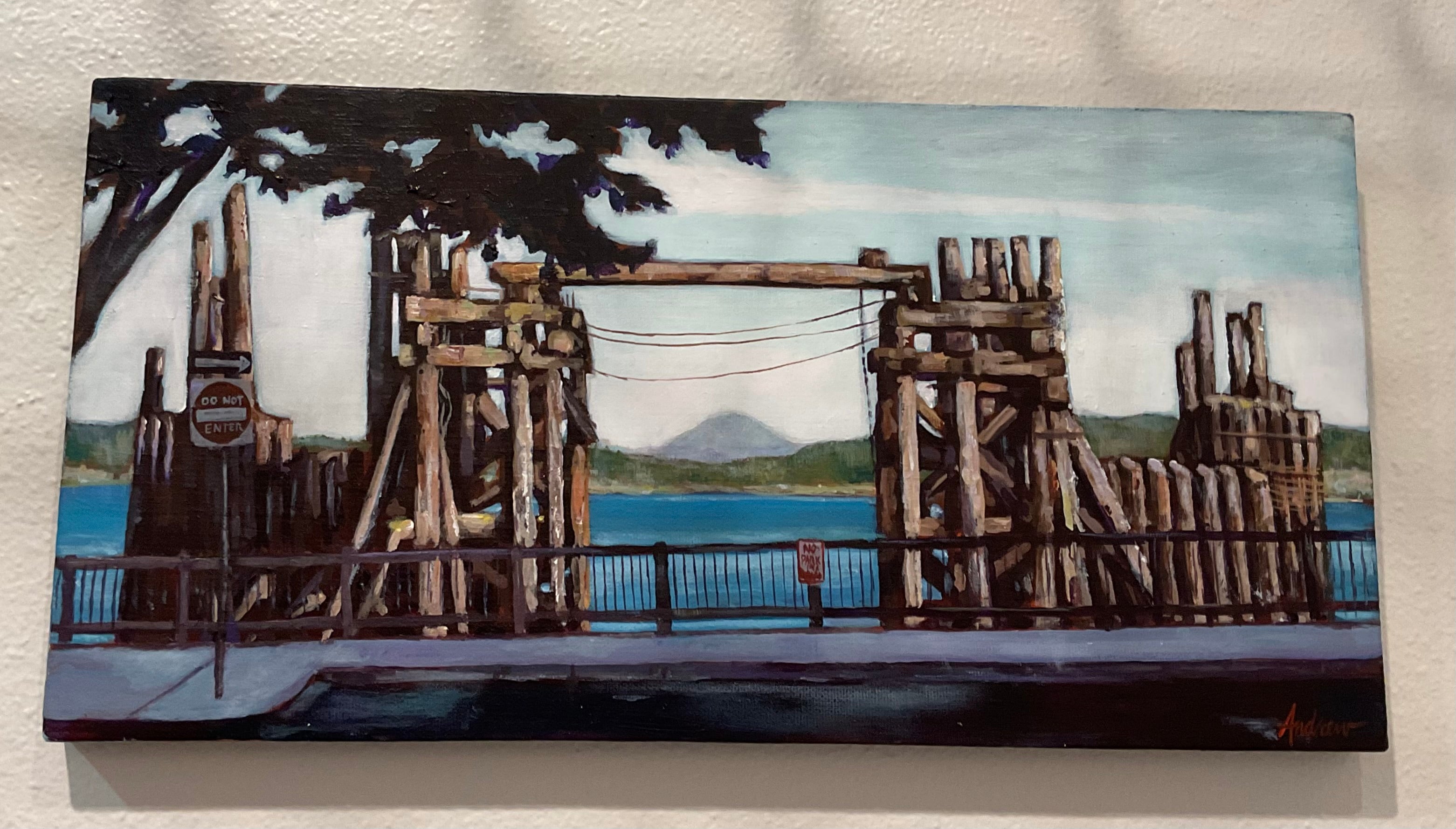 Old Ferry Dock w/Volcano by Andrew Sheldon