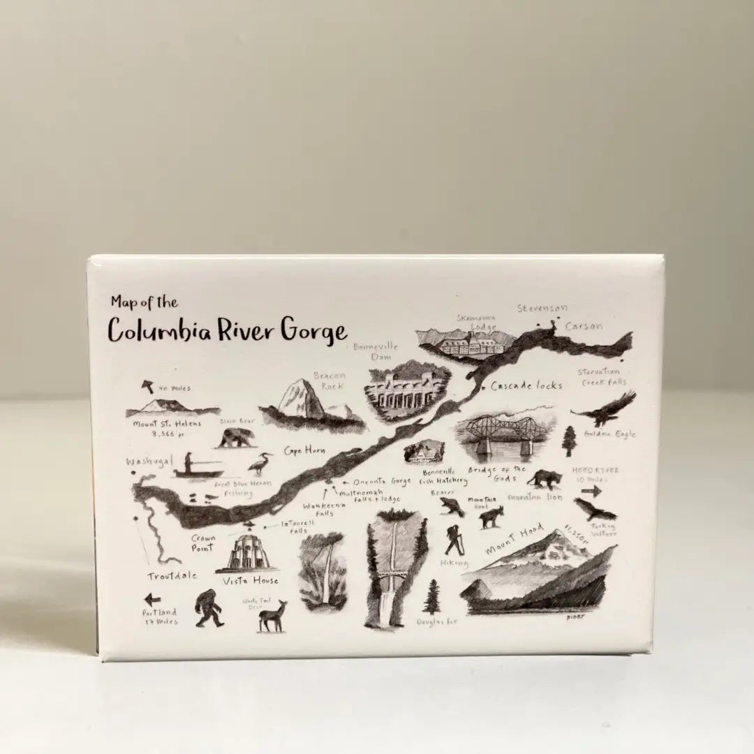 Map Of The Columbia River Gorge Greeting Cards