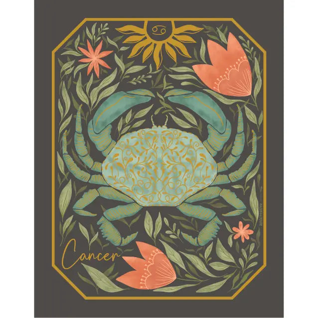 The Cancer Zodiac Garden Gold Foil Greeting Card