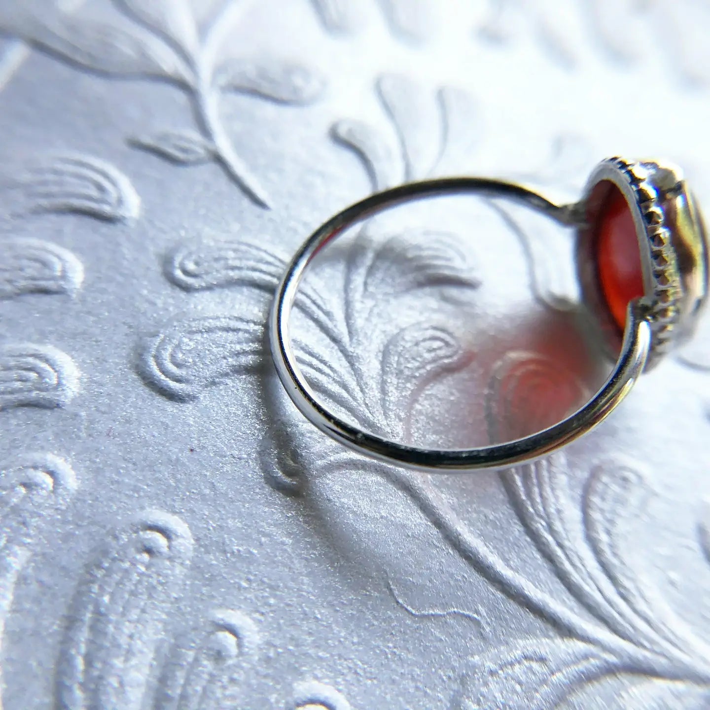 Carnelian Pear Drop Ring by Nevermore Jewelry