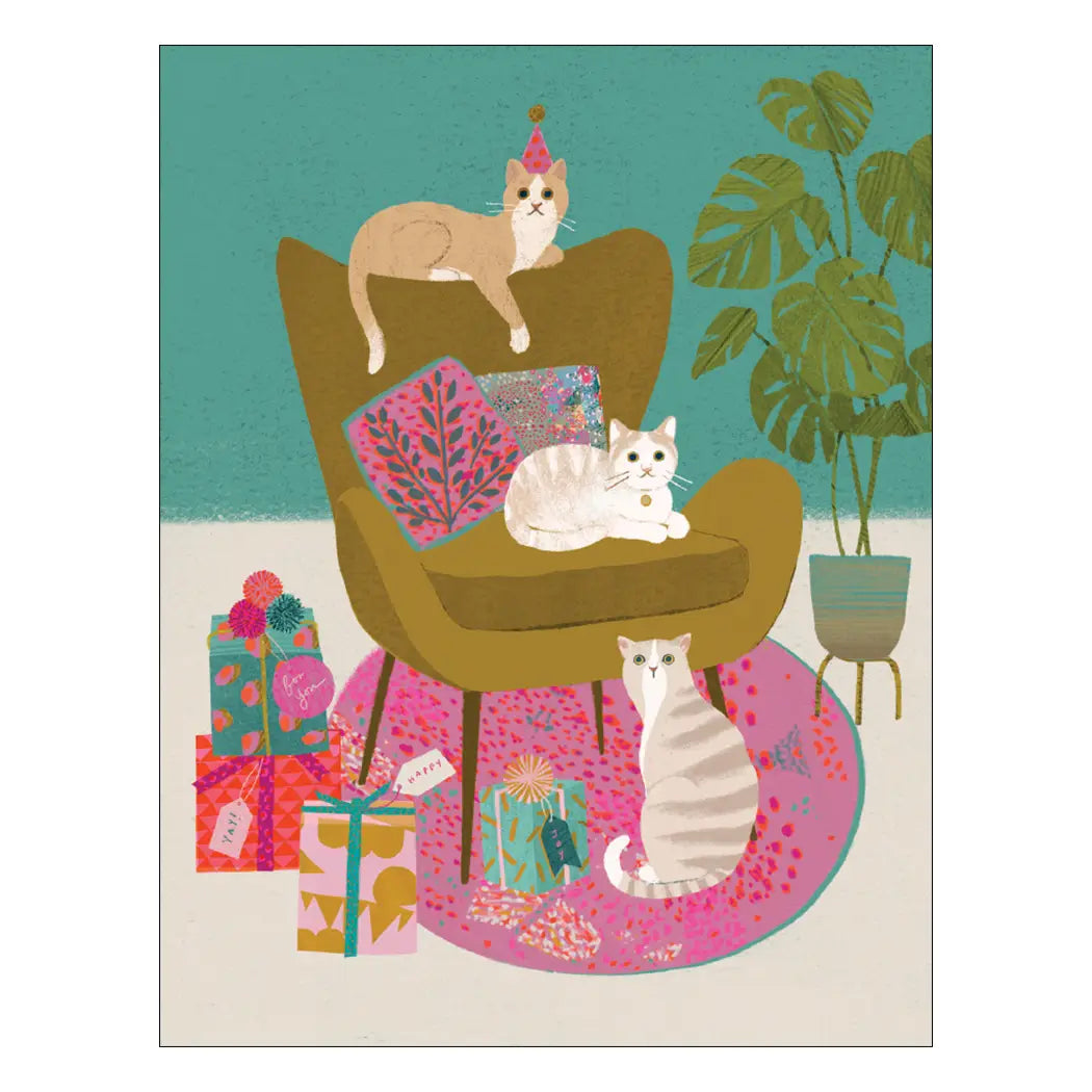 Cats on Chair Birthday Card