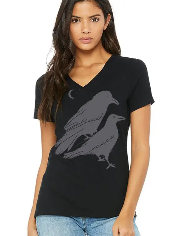 Celestial Ravens V-Neck Short Sleeve Shirt