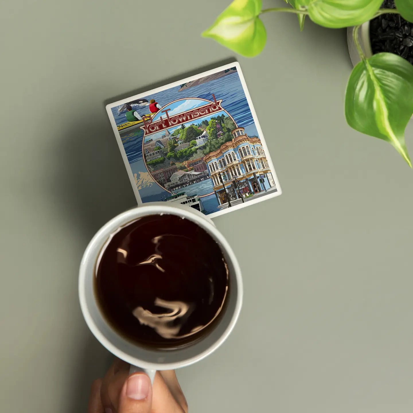 Port Townsend, Washington Montage Scenes Ceramic Coaster