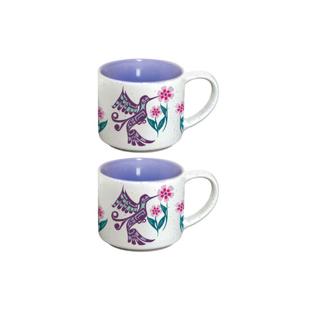 Ceramic Espresso Mugs (Set of 2) - Hummingbird