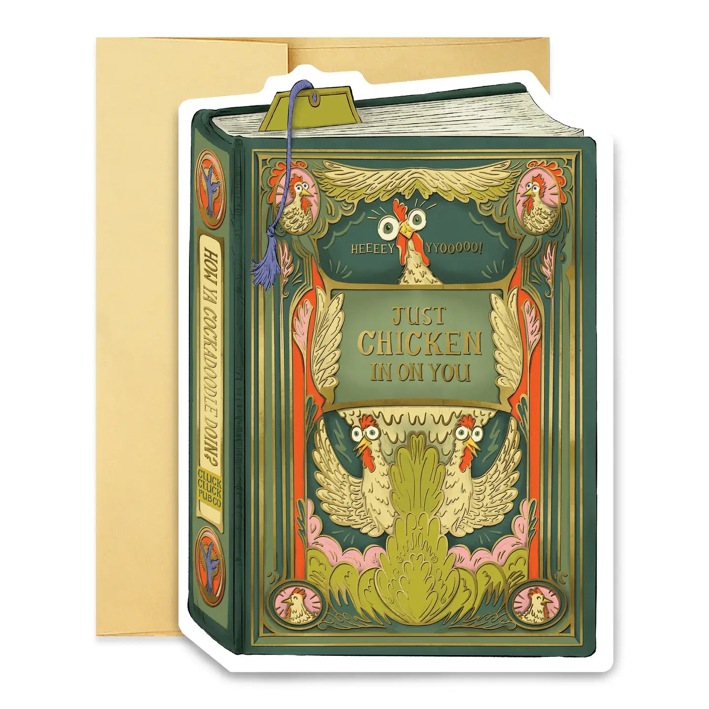 Chicken in On You Book Cover Diecut Card