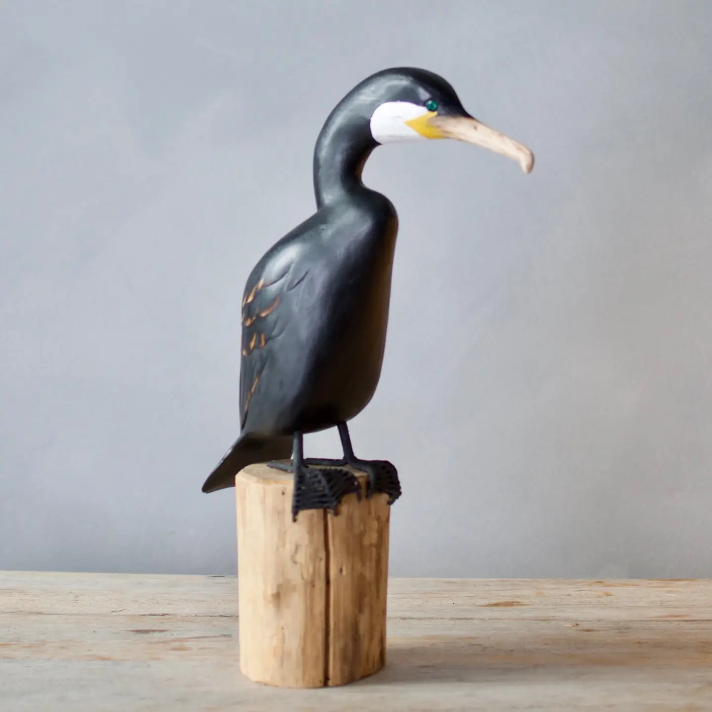 Cormorant - Straight - Medium -12"H -Carved Wooden Ornament