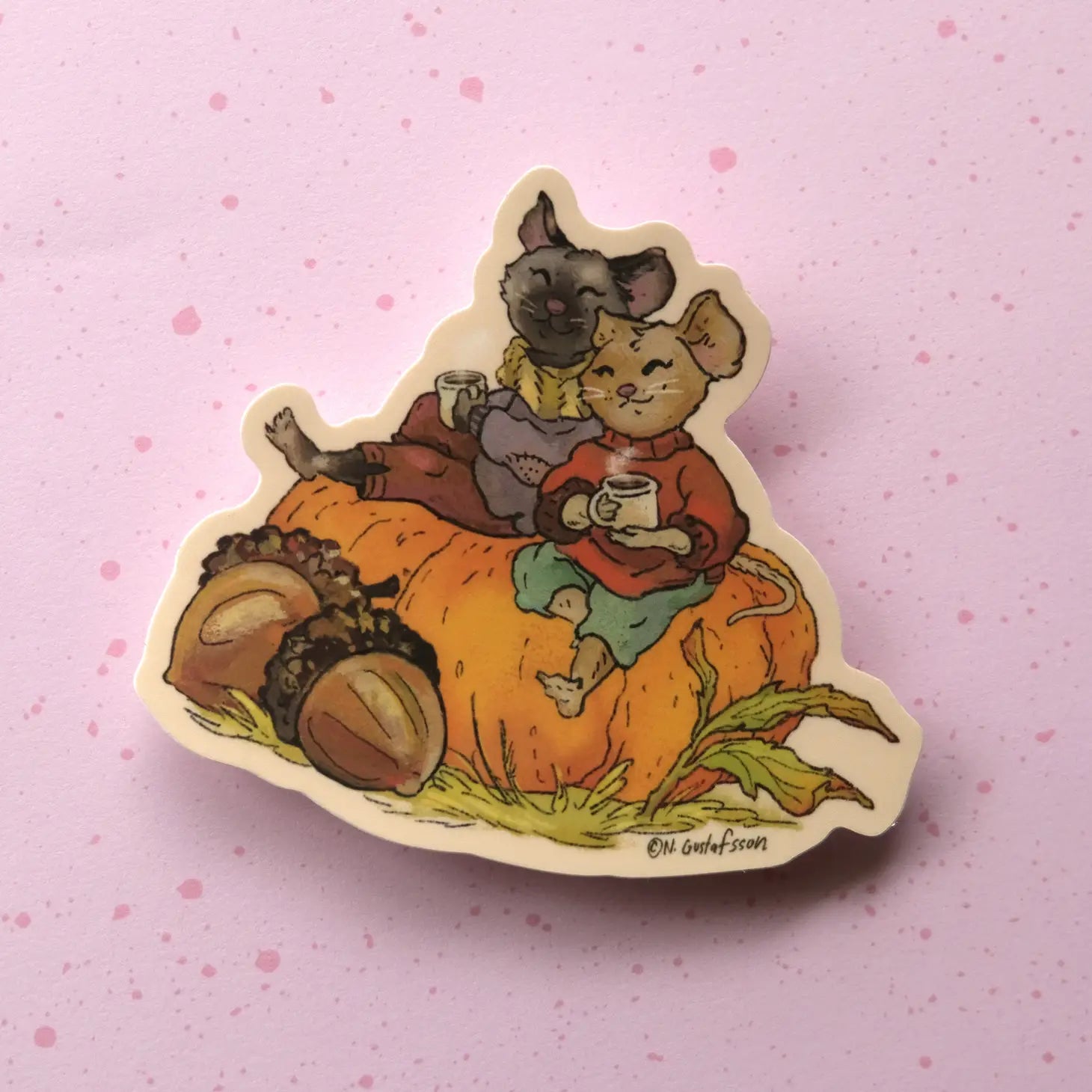 Cozy Fall Mice Sticker