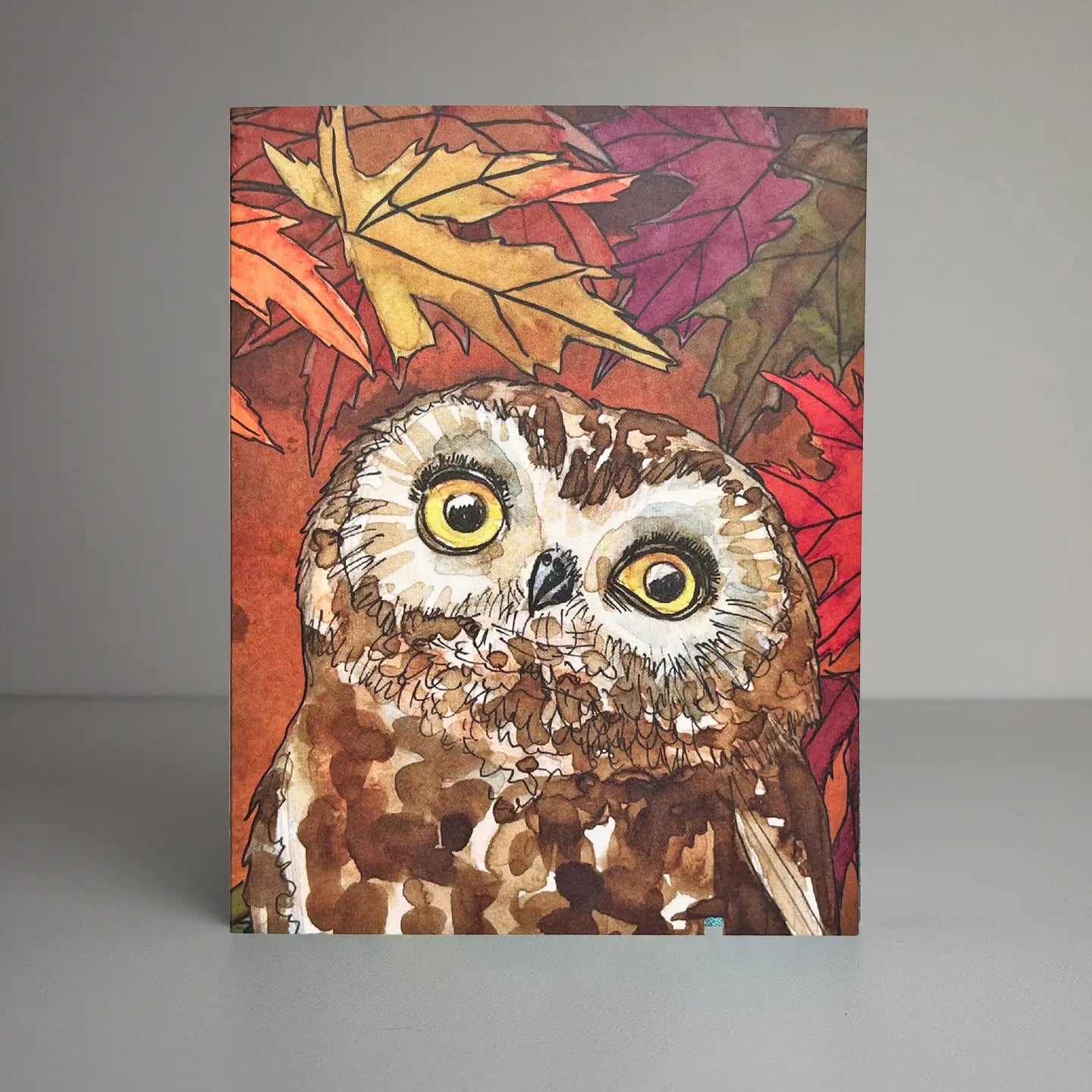 Cozy Fall Owl Blank Greeting Card