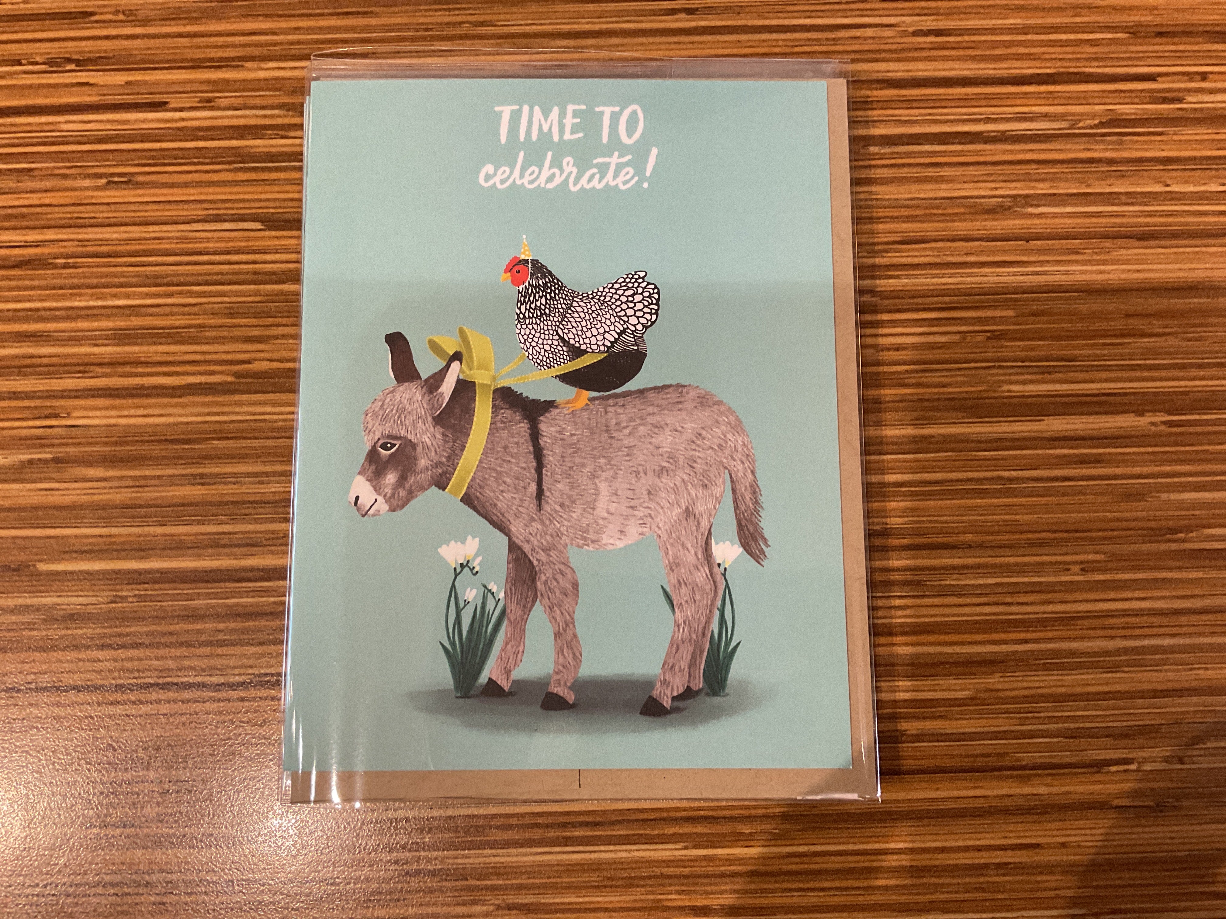 Donkey and Hen Birthday Card