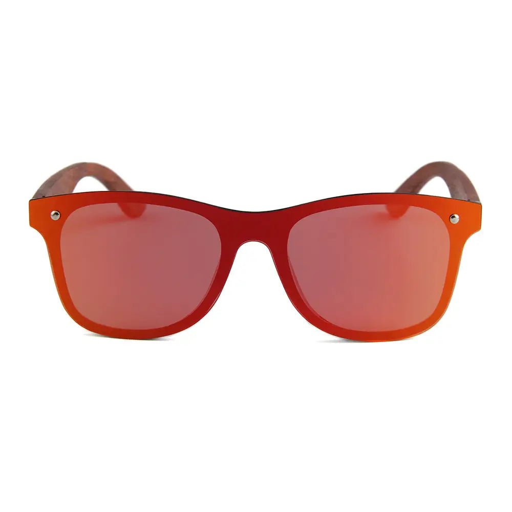 Real Wood Windscreen Style Sunglasses By WUDN Deep Red