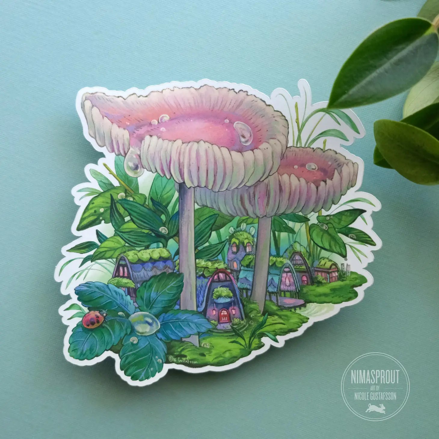 Dew Drop Mushroom Sticker