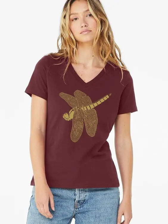 Dragonfly V-Neck Short Sleeve Shirt